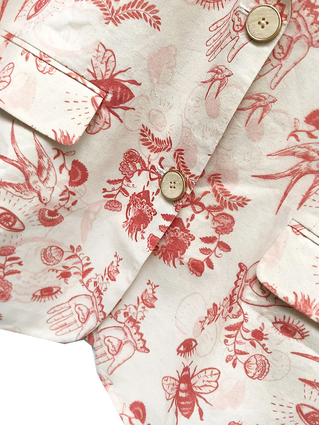Unlogical Poem Red Illustration Print Cotton Blazer