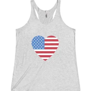 USA Flag Heart Women's Tank Top