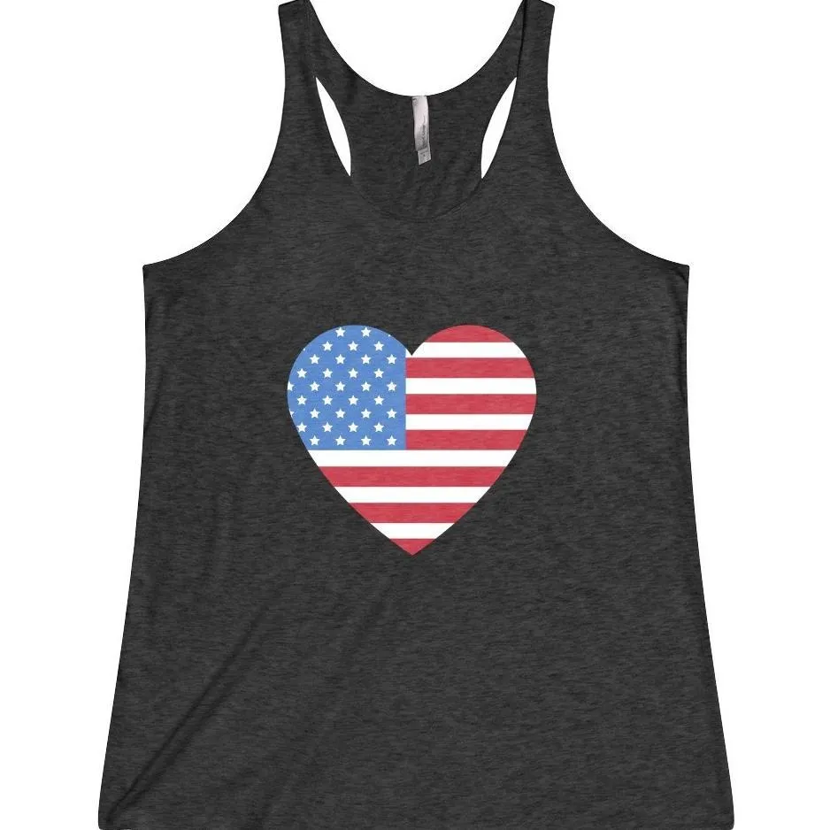 USA Flag Heart Women's Tank Top