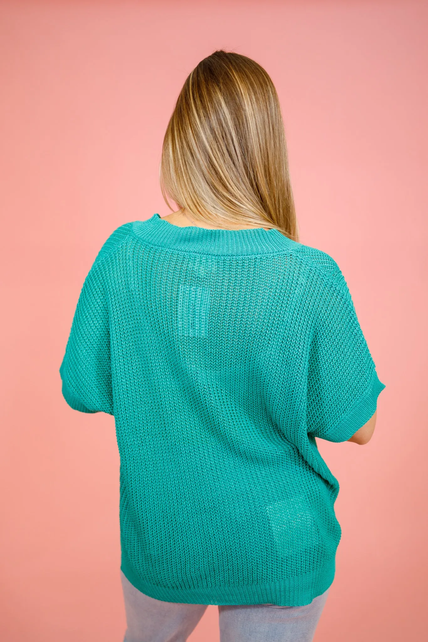 V-Neck Knit Top, JADE
