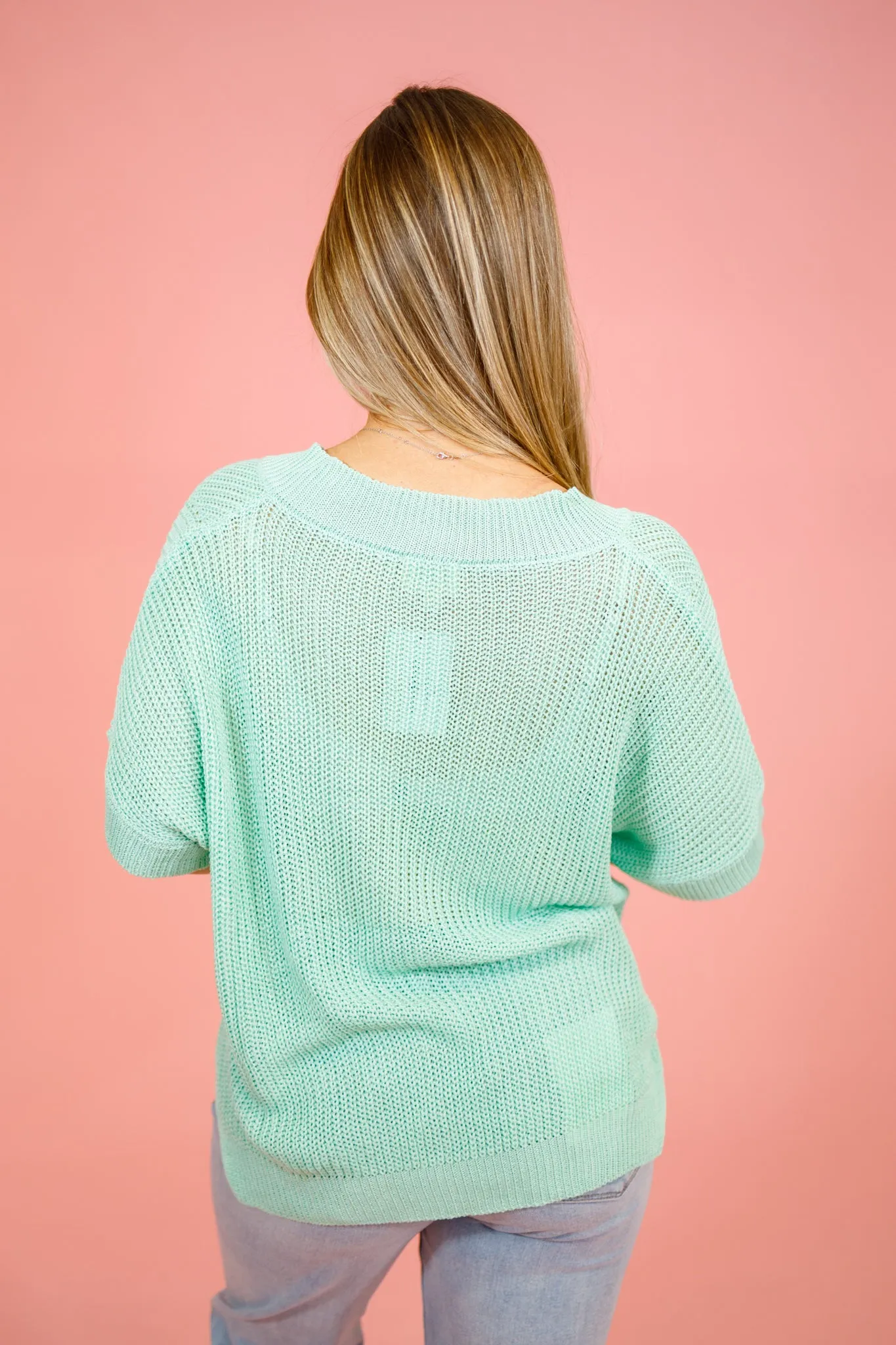 V-Neck Knit Top, SAGE