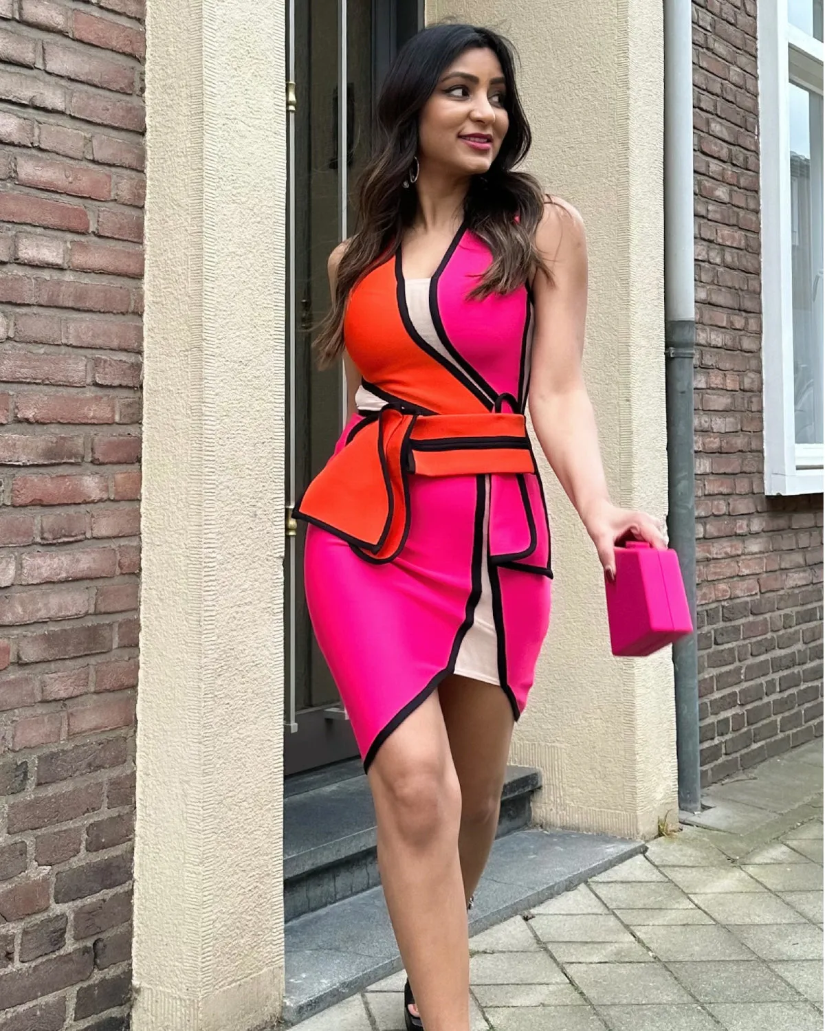 V Neck Sleeveless Mesh Midi Bandage Dress
