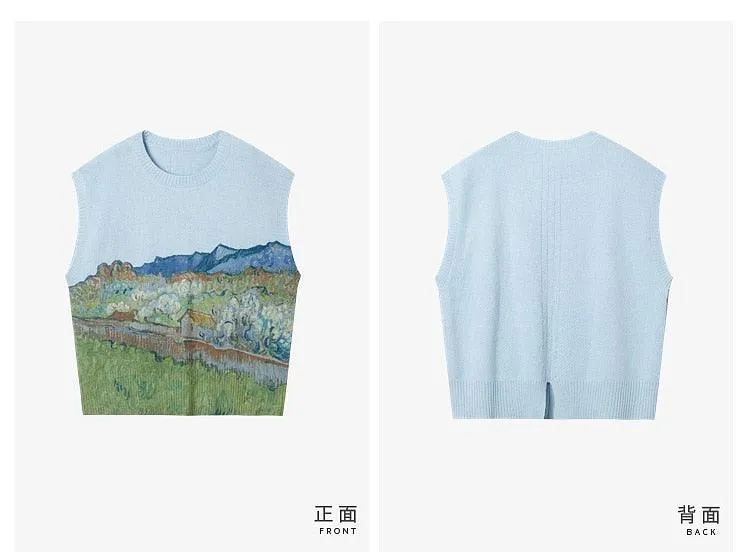Van Gogh Sleeveless Knitted Sweater