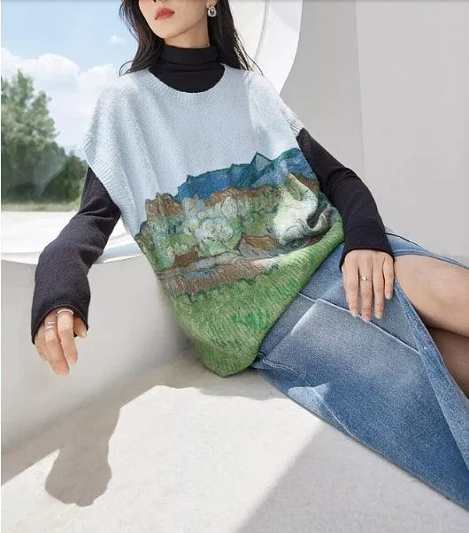 Van Gogh Sleeveless Knitted Sweater