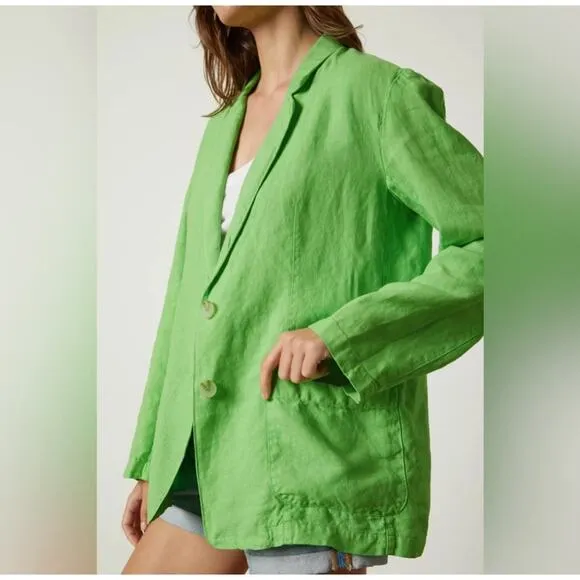 Velvet by Graham &amp; Spencer Cassie Linen Blazer Pixie Green S NWOT