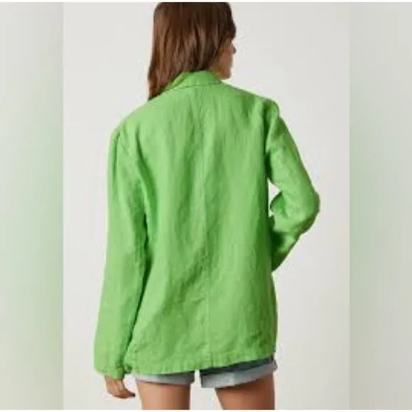 Velvet by Graham &amp; Spencer Cassie Linen Blazer Pixie Green S NWOT
