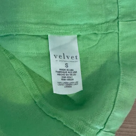 Velvet by Graham &amp; Spencer Cassie Linen Blazer Pixie Green S NWOT