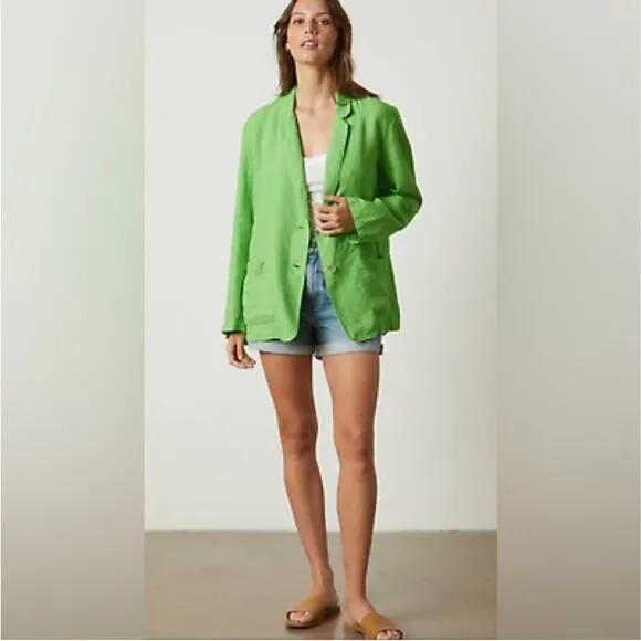 Velvet by Graham &amp; Spencer Cassie Linen Blazer Pixie Green S NWOT
