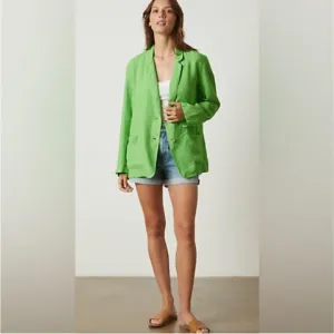 Velvet by Graham &amp; Spencer Cassie Linen Blazer Pixie Green S NWOT