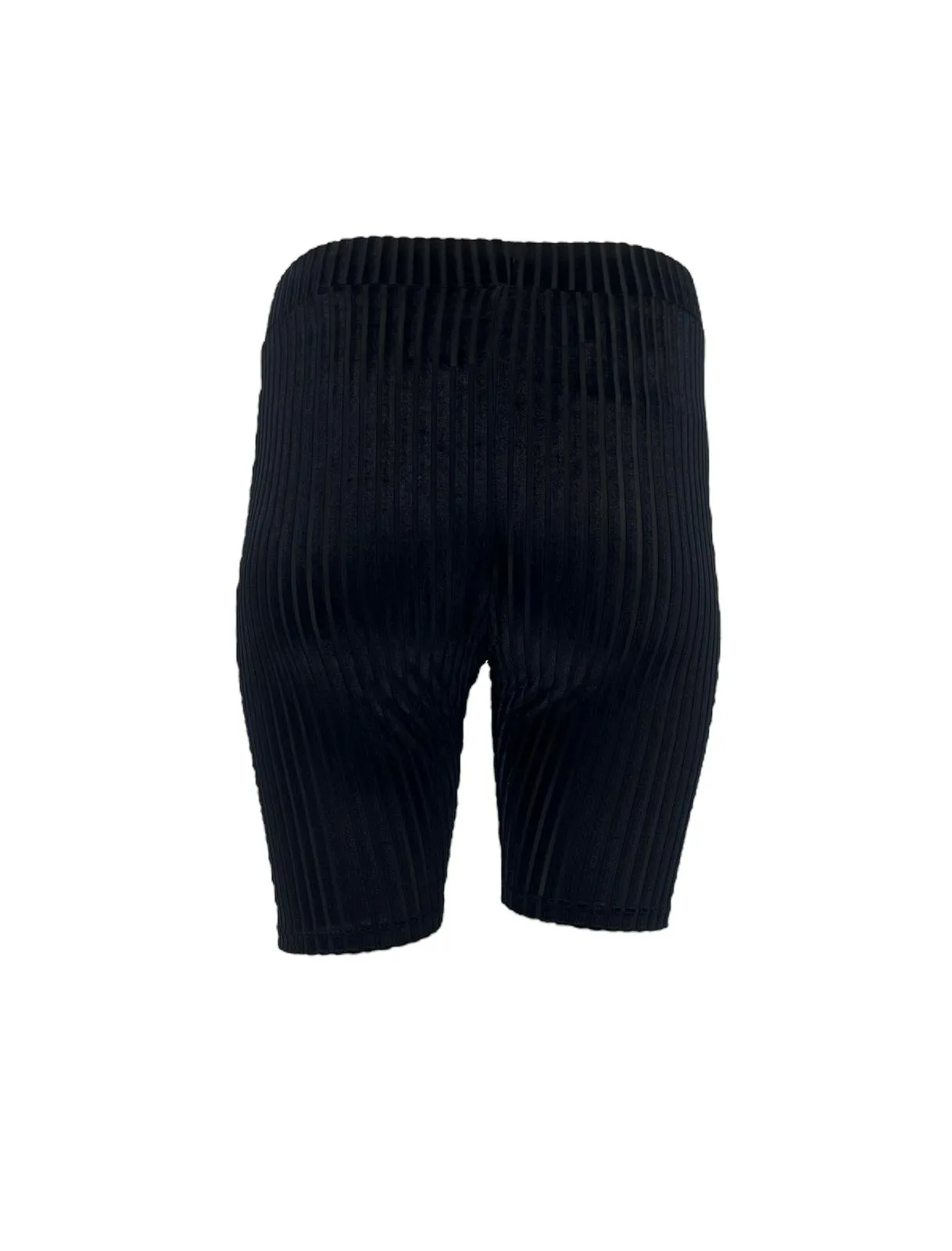 Velvet Stripe Biker Short - Black