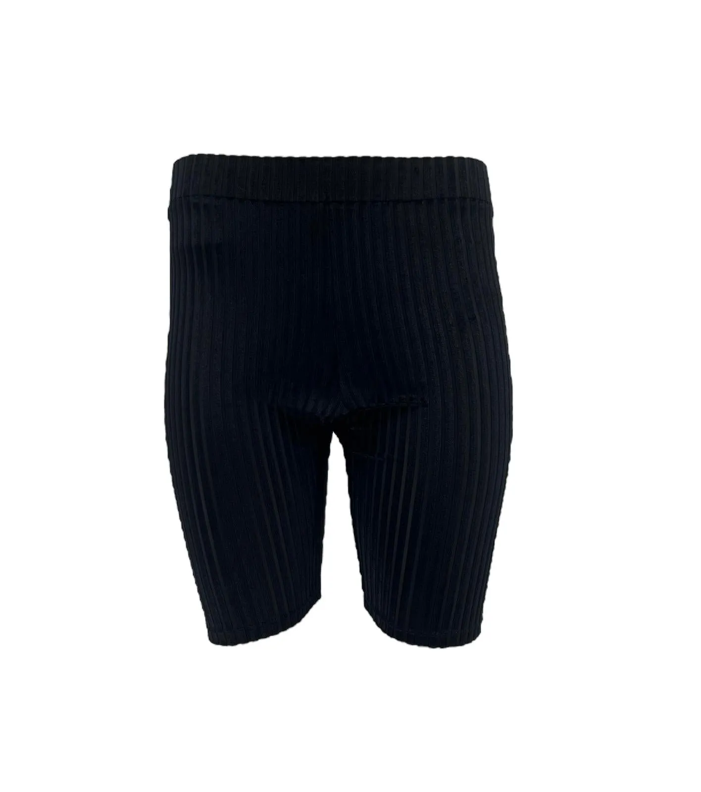 Velvet Stripe Biker Short - Black