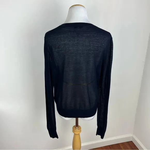 Vince Texture Knit Semi Sheer Lightweight Long Sleeve Sweater Top M B10
