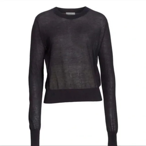 Vince Texture Knit Semi Sheer Lightweight Long Sleeve Sweater Top M B10