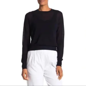Vince Texture Knit Semi Sheer Lightweight Long Sleeve Sweater Top M B10