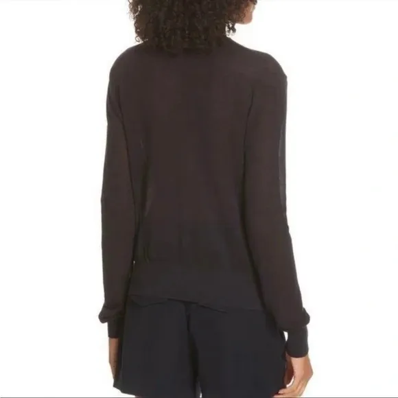 Vince Texture Knit Semi Sheer Lightweight Long Sleeve Sweater Top M B10