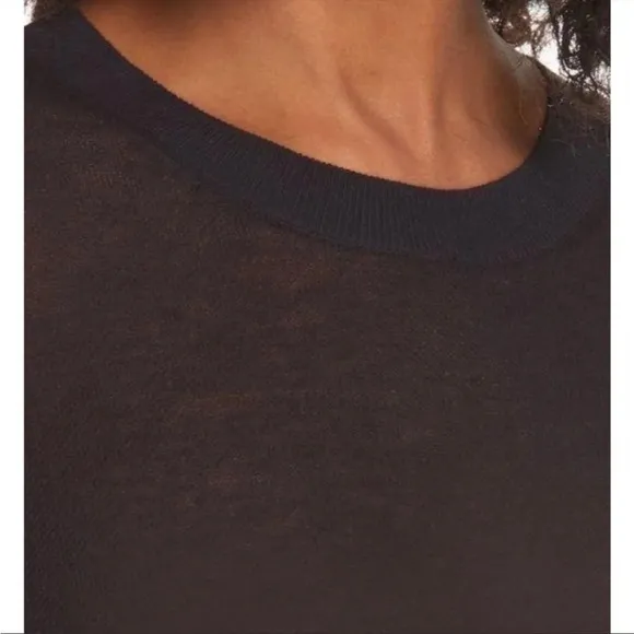 Vince Texture Knit Semi Sheer Lightweight Long Sleeve Sweater Top M B10