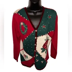 Vintage 90’s Susan Bristol Holiday Embroidered Cardigan Sweater
