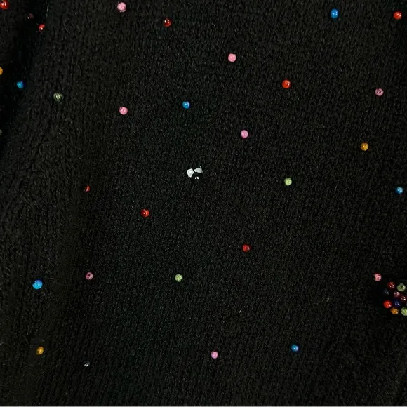 Vintage Ann Trinity Black Beaded Embellished Cardigan Size L