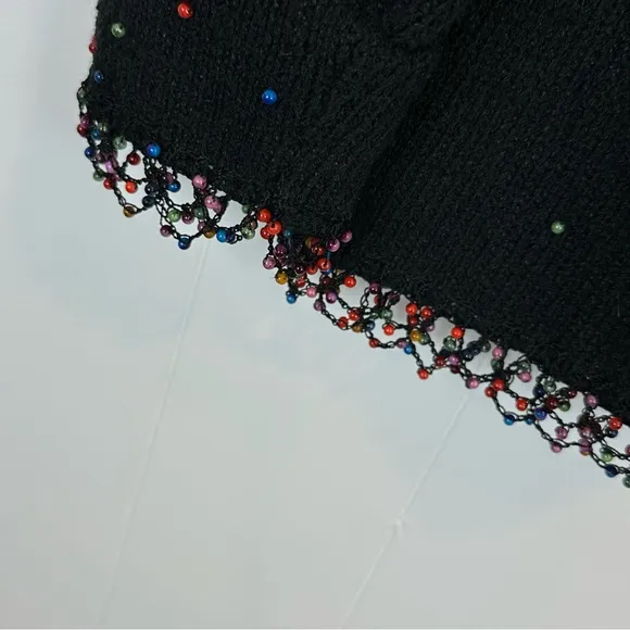 Vintage Ann Trinity Black Beaded Embellished Cardigan Size L