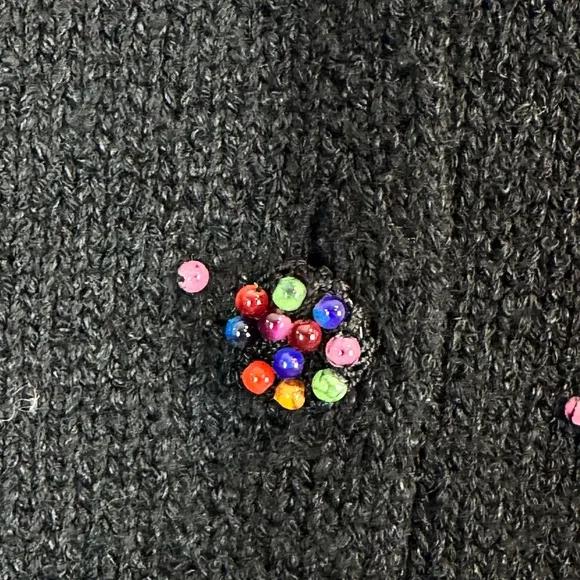 Vintage Ann Trinity Black Beaded Embellished Cardigan Size L