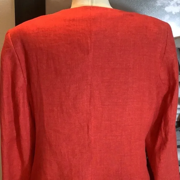 Vintage H. Moser Linen Made In Salzburg Austria Red Button Front Blazer Sz 42 L