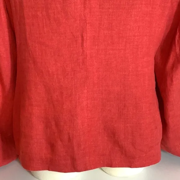 Vintage H. Moser Linen Made In Salzburg Austria Red Button Front Blazer Sz 42 L