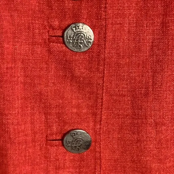 Vintage H. Moser Linen Made In Salzburg Austria Red Button Front Blazer Sz 42 L