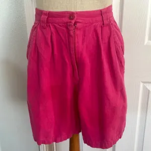 Vintage Izod Bermuda shorts high waisted linen cotton hot pink women’s size 4