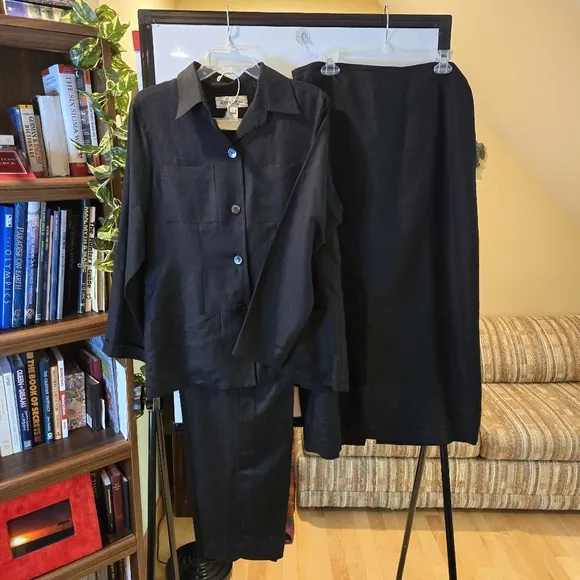 Vintage Jones Wear Mix &amp; MatchWoman's Black Linen Blend Maxi-Skirt Size 14, NWTs