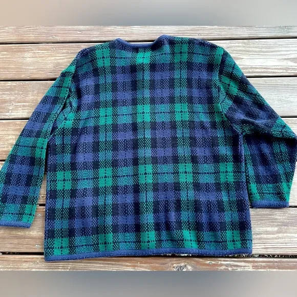 Vintage Kobe Blackwatch‎ Plaid Knit Cardigan Sweater Womens Size 2X