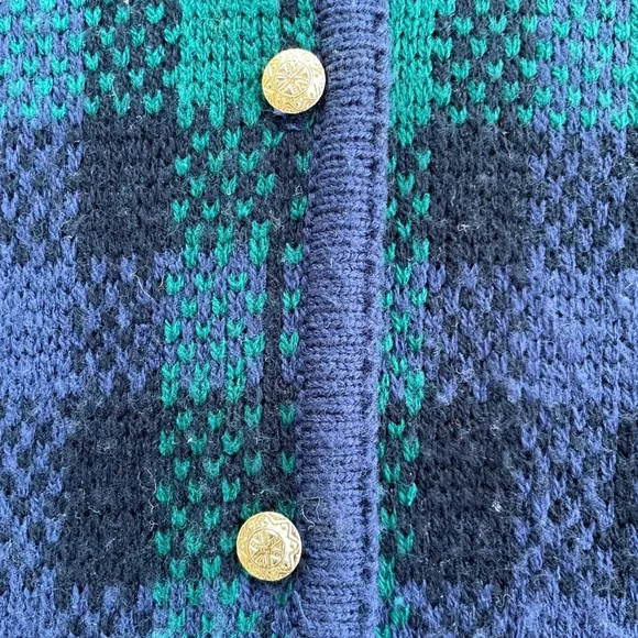 Vintage Kobe Blackwatch‎ Plaid Knit Cardigan Sweater Womens Size 2X