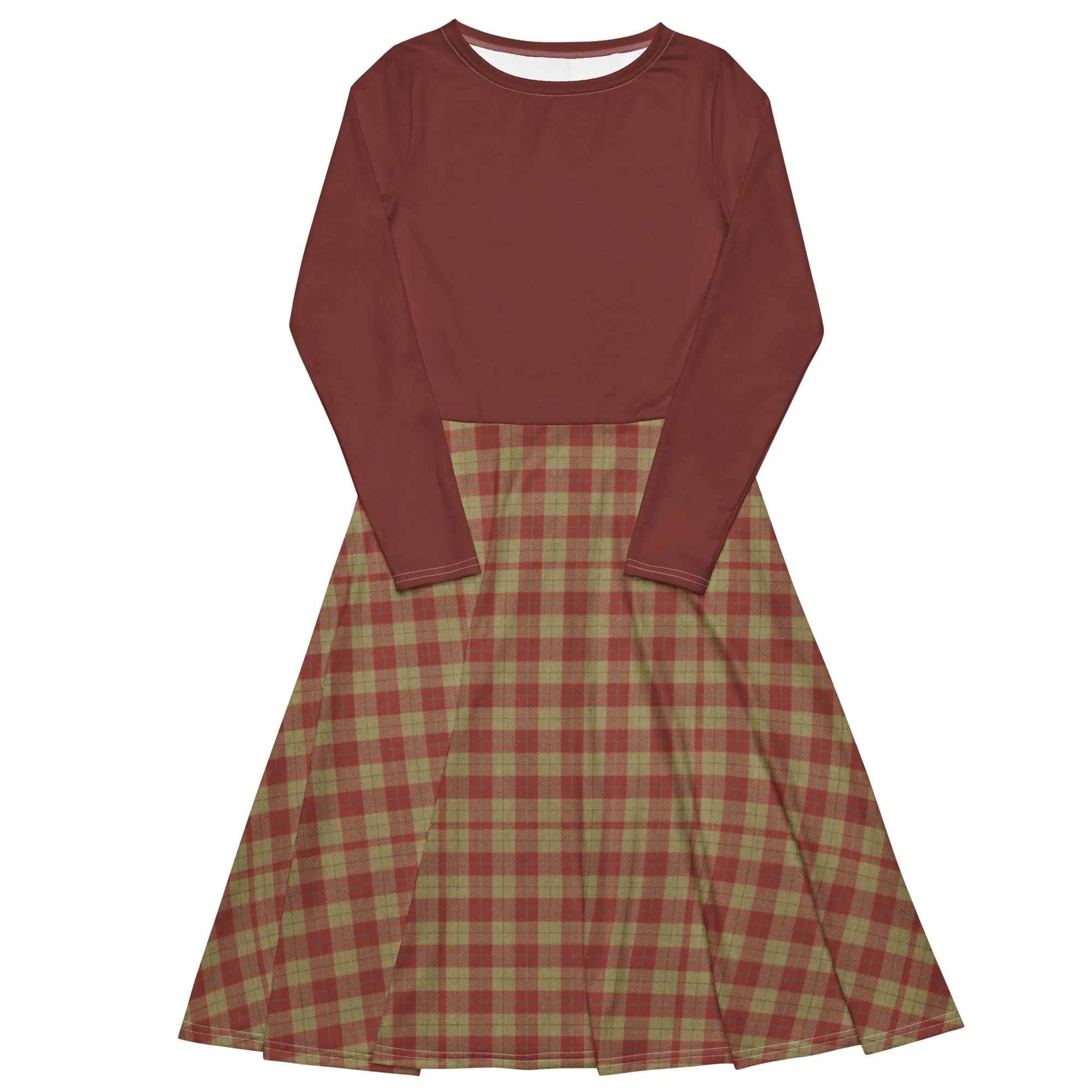 Vintage Red Plaid Midi Dress (S-6XL)