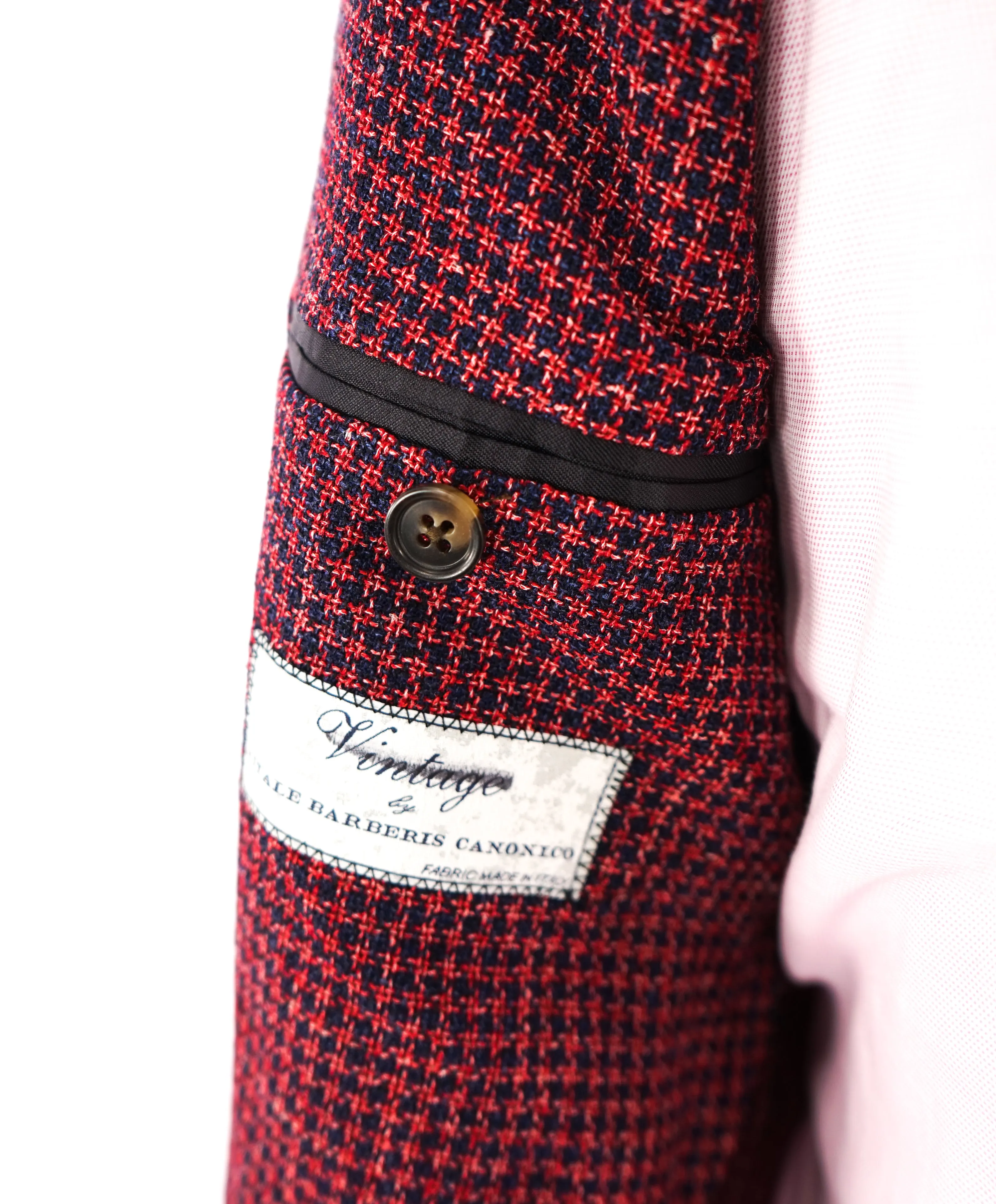 VITALE BARBERIS CANONICO - For SAKS 5TH AVE Red & Navy Houndstooth Blazer - 44L