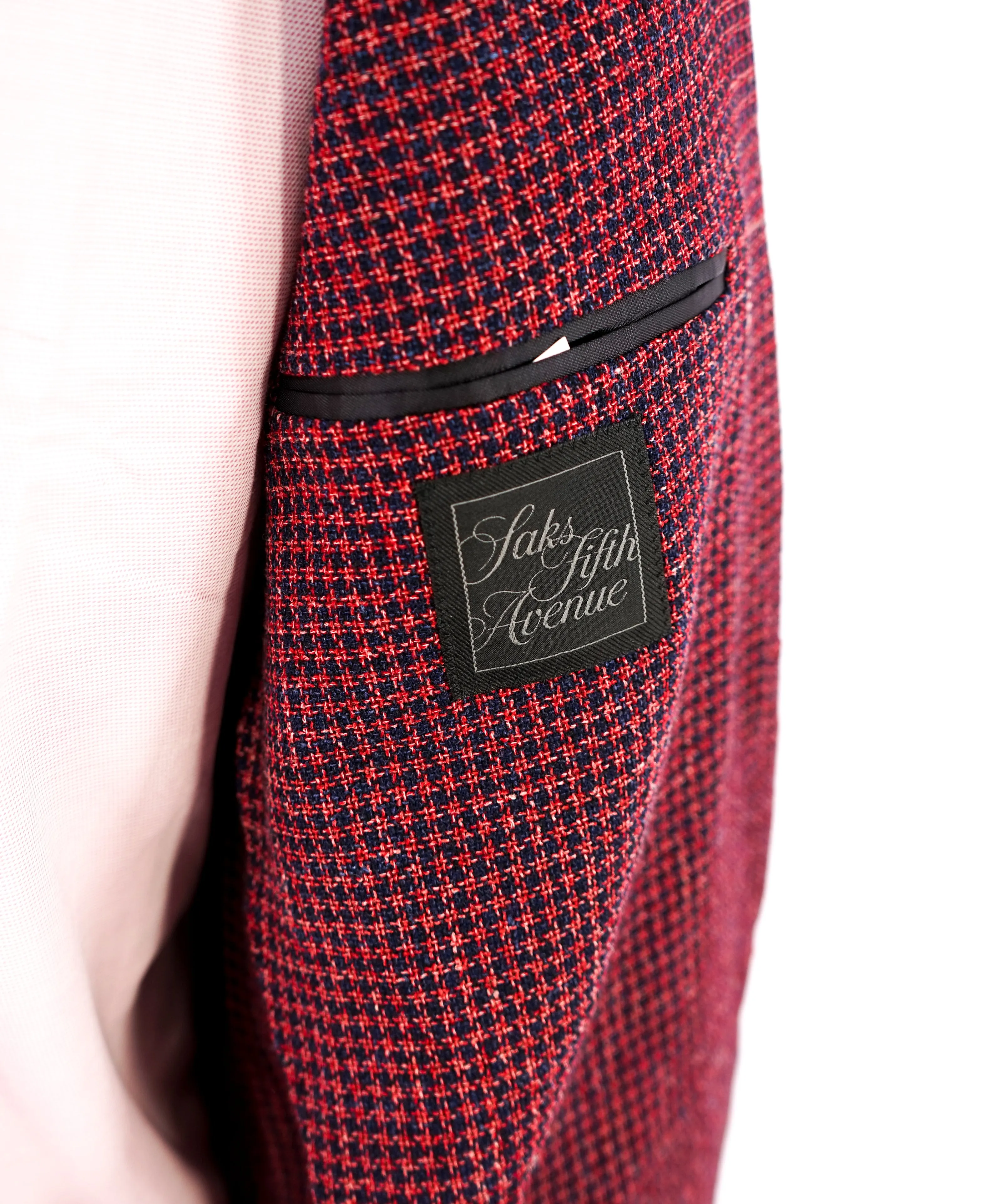 VITALE BARBERIS CANONICO - For SAKS 5TH AVE Red & Navy Houndstooth Blazer - 44L