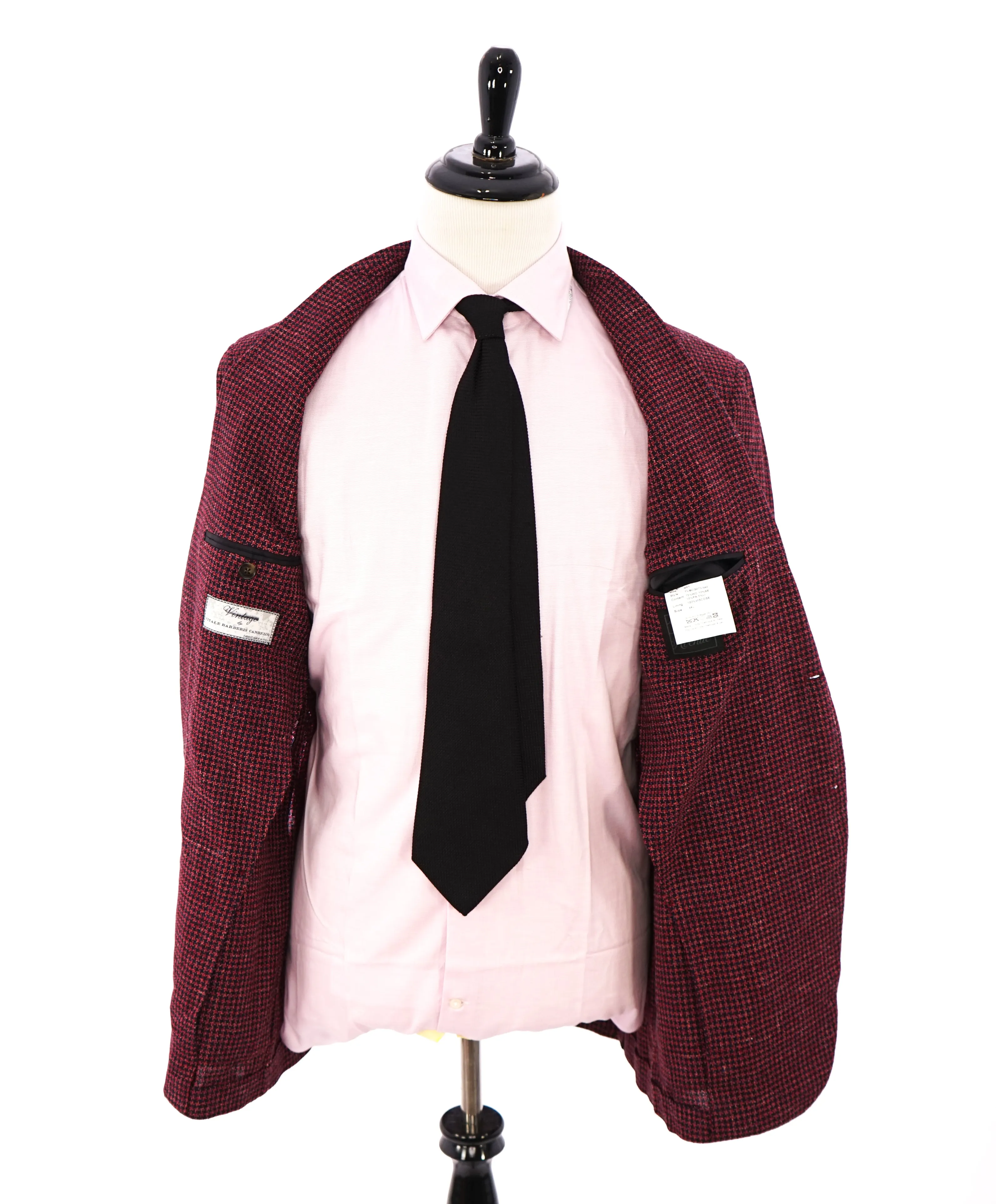 VITALE BARBERIS CANONICO - For SAKS 5TH AVE Red & Navy Houndstooth Blazer - 44L