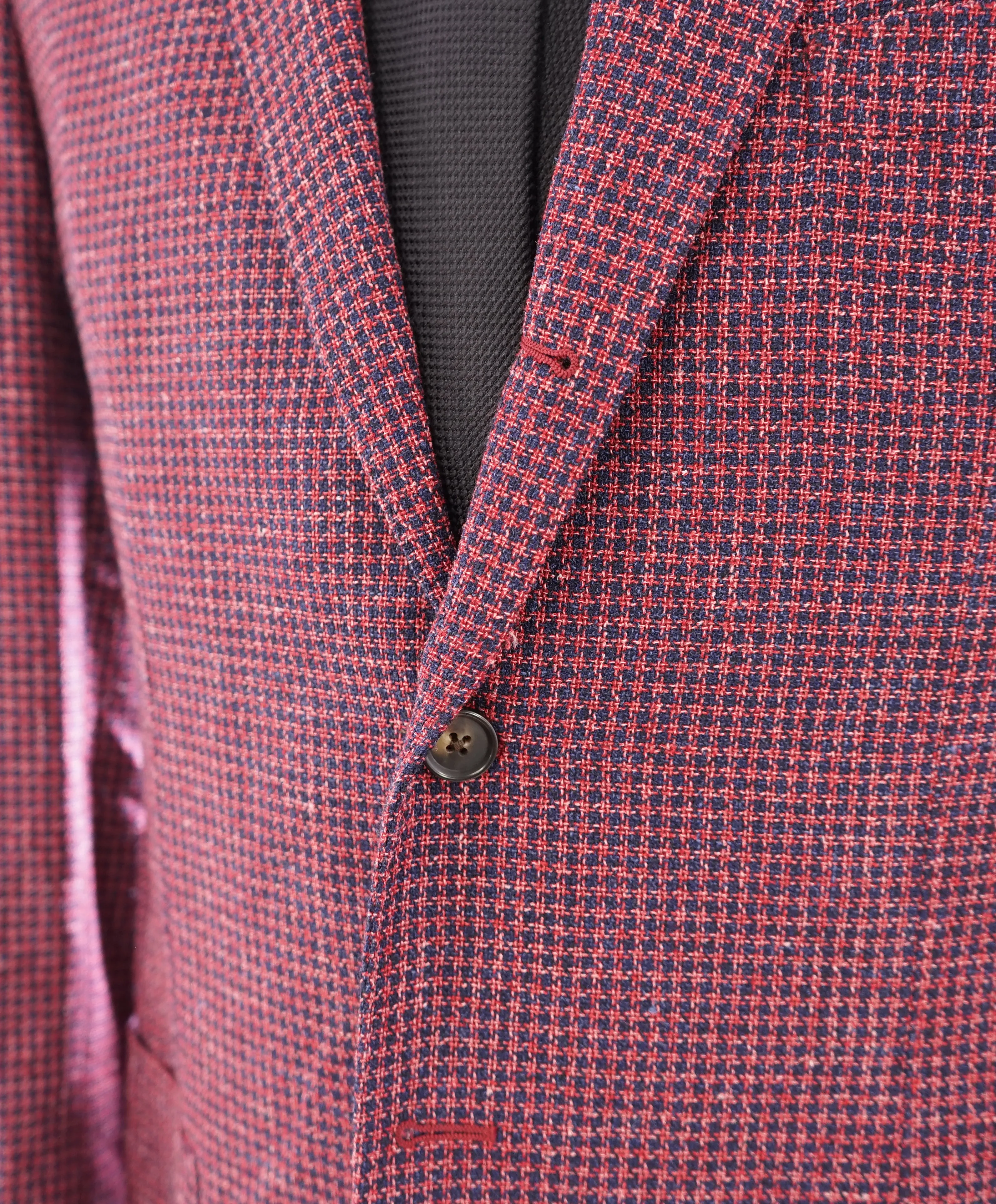 VITALE BARBERIS CANONICO - For SAKS 5TH AVE Red & Navy Houndstooth Blazer - 44L