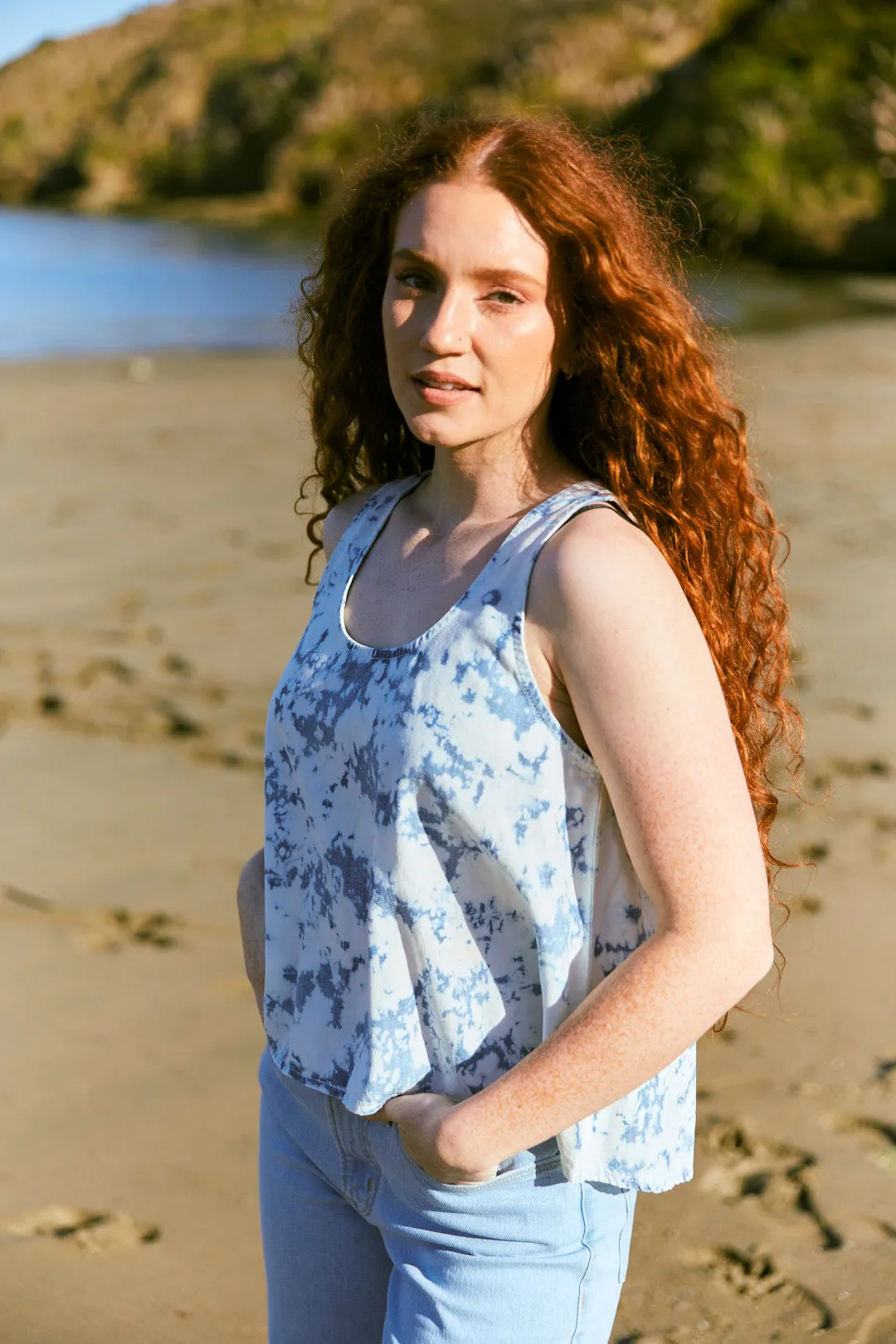 Wabi Sabi Crop Tank - Sky Wash