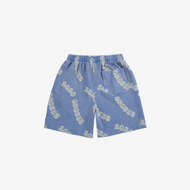 Wavy Bobo Choses all over Waffle Bermuda Shorts, Blue
