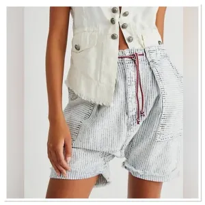 We the Free Easy Rider Haram Acid Wash Stripe 100% Cotton Shorts Sz XS