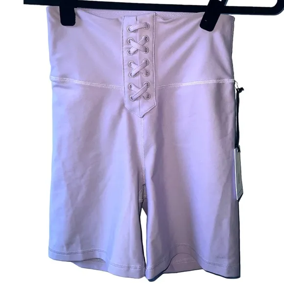 WEWOREWHAT | ORCHID LACE UP BIKER SHORTS