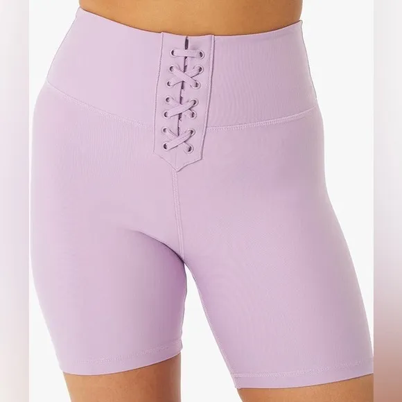 WEWOREWHAT | ORCHID LACE UP BIKER SHORTS