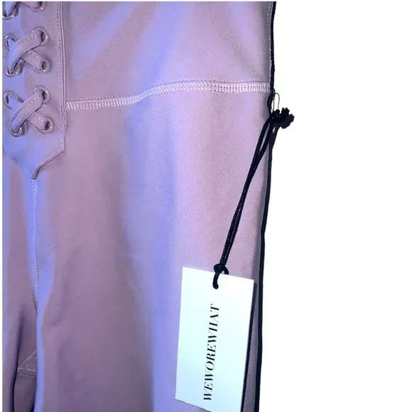 WEWOREWHAT | ORCHID LACE UP BIKER SHORTS