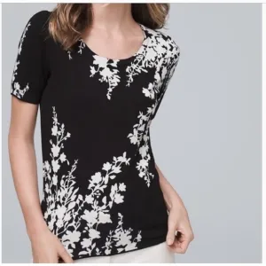 WHBM FLORAL SHORT SLEEVE SWEATER