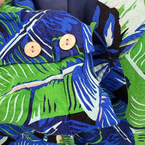 WHIT silk linen tropical molly print blazer jacket funky quirky green bright S