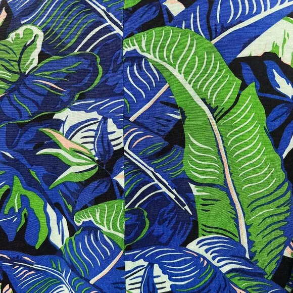 WHIT silk linen tropical molly print blazer jacket funky quirky green bright S