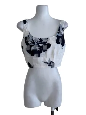 White Abstract Sleeveless Top