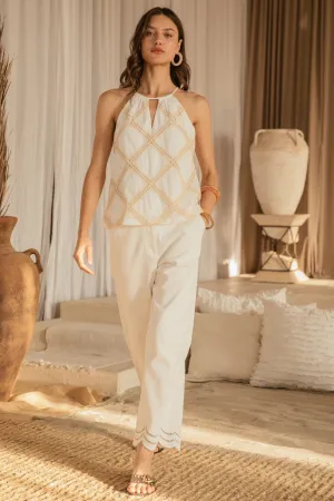 White & Cream Crochet Top