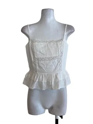 White Floral Ruffle Top