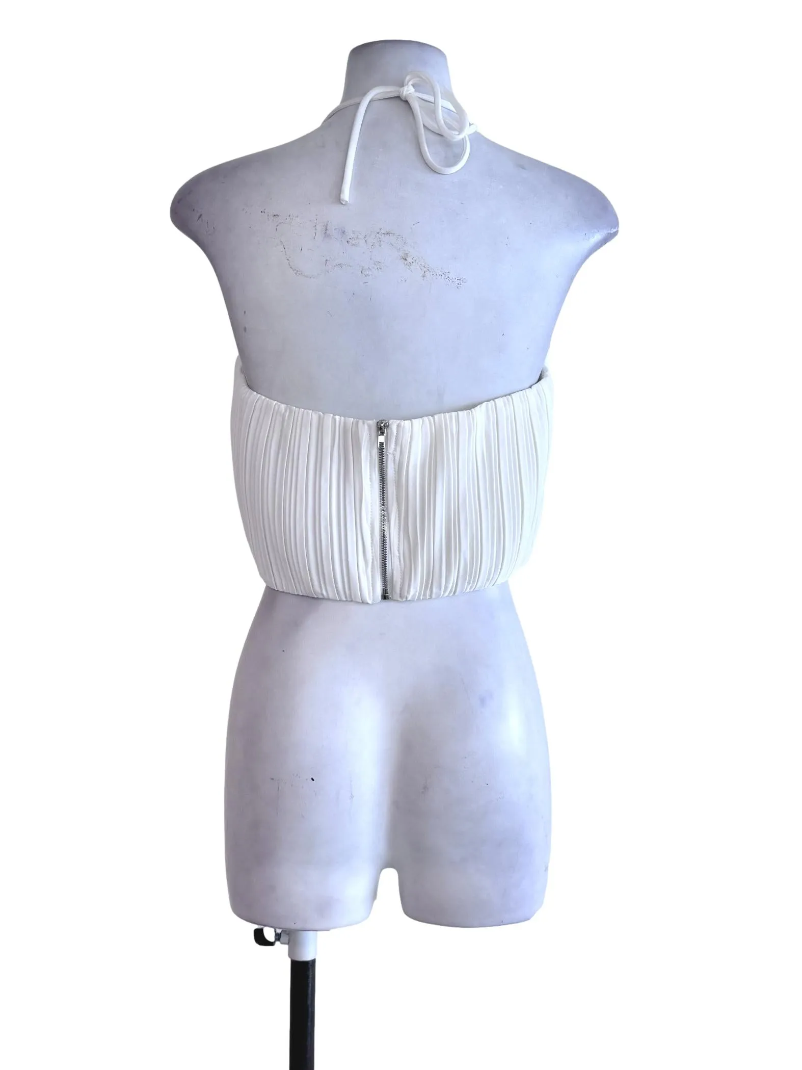 White Pleated Tube Top