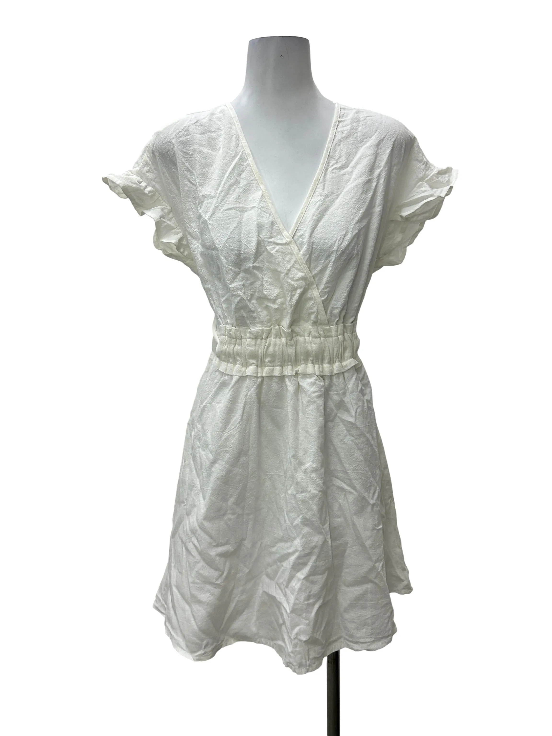 White Ruffles Wrap Dress